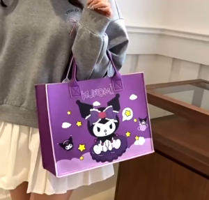 EZYLITTLES Kids Sanrio Tote Bag Cute Cartoon Felt Shoulder Bag Lightweight School Tuition Handbag Portable Storage Carry Bag Durable Soft Material Casual Travel Gift for Boys Girls Daily Use
