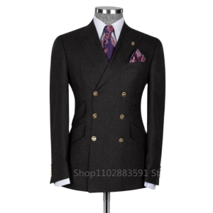Classic Men Suits Slim Fit Business Groom Suit Black Lapel Tuxedos for Formal Wedding Suit Blazer Only Costume Homme