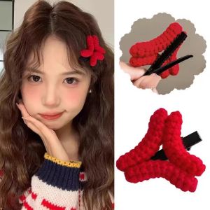 กิ๊บติดผมสุดสร้างสรรค์2ชิ้นแสดงอารมณ์โกรธกิ๊บหนีบตุ่นปากเป็ดผ้าโครเชต์ตลกกิ๊บกิ๊บติดผมด้านหน้านักเรียนหญิง