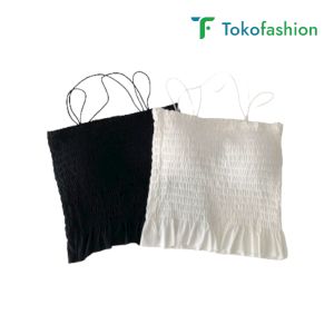 Tokofashion TankTop Crop Bra Motif Kerut Korean Style Bahan Katun Adem Dan Simple