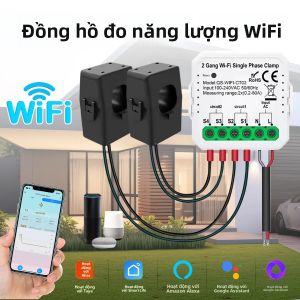 Cảm Biến Dòng Điện Thông Minh Tuya Wifi 80A Cho Hệ Thống Năng Lượng Mặt Trời Giám Sát Điện Năng Hai Chiều Với Điều Khiển Bằng Ứng Dụng