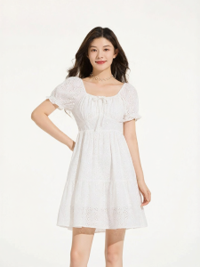 Hotwind | White Lace and Embroidery Dress French Holiday Style