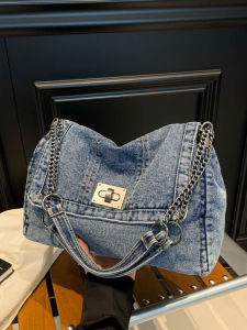 2025 New Casual Commuter Denim Large Capacity Retro Ladies Chain Tote Bag Versatile Single Shoulder Slant Bag for Women