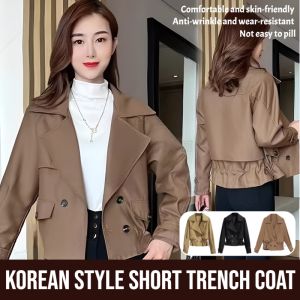 Korean Style Short Fashion Trench Coat Short Windbreaker Jacket Straps To Cinch The Waist Spring Autumn Lightweight Comfortable 40-90kg