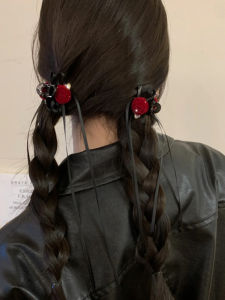 Velvet Rose Flower Hair Clip Small Size with Bow Tie Satin Band Womens New 2025 Elegant Hair Accessories Hairpins