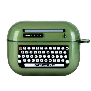 PAPERWORKS Original Staff Letter Typewriter Pattern Olive Green Semi-Transparent Soft Shell Earphone Case Suitable for  AirPods 4 pro 32
