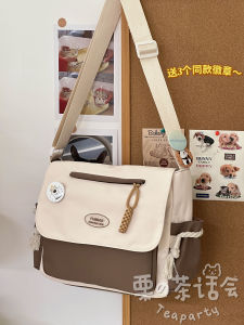 สไตล์ญี่ปุ่นย้อนยุค ลำลอง กระเป๋าสะพายข้างสําหรับผู้ชายและผู้หญิงกระเป๋าสะพายความจุขนาดใหญ่เหมาะสําหรับชั้นเรียนและการพักผ่อน