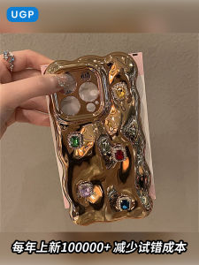 Elegant Gold Diamond Encrusted Full Cover 3D iPhone Case for Apple 17 16 15 pro Max Womens Luxury Mobile Phone Protector