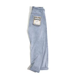 MADEN | Washed Denim Soft Slim Nine-Point Straight Blue Jeans Men