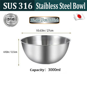 2/1PCS Stainless Mixing Bowl for Baking 316 Stainless Salad Bowl Makapal Janpan Original Thick Kitchen Superimposed Storage  High Temperature Resistance Scale Baking Supplies And Equipment Egg Beating Soup Wash Vegetables Fruits Salad Cooking Bowl