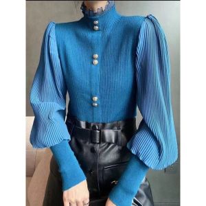 TM K1654 Blouse Darcy pleated sleeve knit import