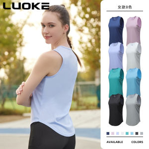 Luoke women gym clothes Womens Sports and Fitness Tank Top Cross Border Yoga Running Quick Drying Sleeveless Top Marathon Athletic Tank Top