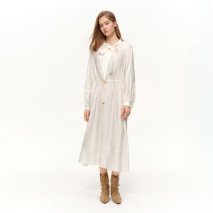 DUSHU | Spring New Style Long Sleeve Waist-cinching French Vintage Dress