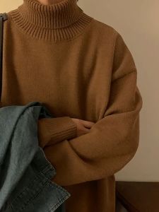 SINRANSINYA丨áo sweater-Áo len nam Áo len dệt cao cổ nam mùa thu và mùa đông lông cừu lớp lót một sợi lười chất lượng cao vừa vặn mới
