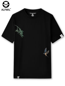 Pure Cotton Short Sleeve T-Shirt Mens Summer New Loose Fit round Neck Half Sleeve Trendy Brand Mens Top Animal Print Casual Wear