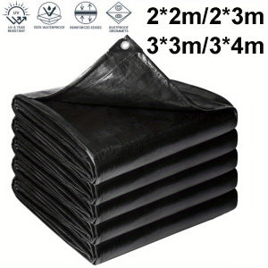Waterproof Tarp Heavy-Duty Black Tarpaulin uv-proof Multipurpose Outdoor Protection Cover Camping Farming Patio garden Boat RV
