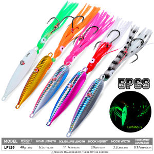 PROBEROS 5Pcs Luminous Metal Jig Fishing Lures 40G-200G Hard Artificial Baits Spinning Lures Sea Jigs Trout Lure Fishing Tackle