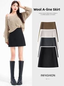 ZITENGFEI | Black Wool Short Skirt A-line Pencil Skirt
