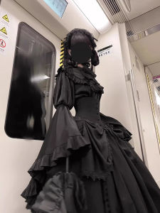 Halloween Dark Gothic Lolita Shirt Sleeve Fishbone Halves Skirt Set Elegant Splendid Lolita Style Other Fabric 2024 Autumn