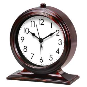 Classic Desk Clock Light Luxury Black Frame Vintage Alarm Clock Bedroom Living Room Office Loudspeaker Mute Desktop Decoration