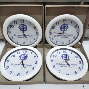 Ukuran diameter 30 cm Jam dinding kaca foto logo instansi sekolah partai kantor gift hadiah kado souvenir custom cewek cowok ultah ulang tahun pernikahan wedding wisuda graduation event doorprize KKN unik murah aesthetic