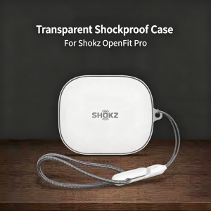 Clear Case for Shokz OpenFit Pro Earbuds Soft TPU Transparent Slim Protective Cover with Lanyard Shockproof Anti-Scratch