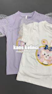Dapper Darling Baju Kaos Atasan Anak Perempuan Kelinci Lengan Balon Tutu