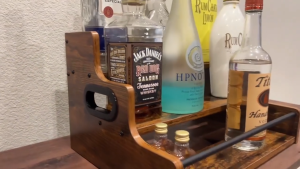 Wooden Storage Display Rack with Handle For Wine Organizer Kitchen Spices and Jars and Bottles Holder Stand Coffee Bar