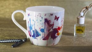 LOW PRICE High Quality Fine Bone China Coffee Mug (Colorful Melody Design Mug) with Box