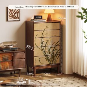 MR ART | Solid Walnut Vintage Style Living Room Storage Chest Drawer