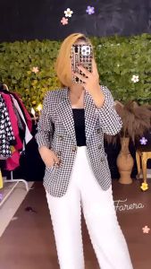 BLAZER HOODSTOOTH SCUBA DAN KATUN / BLAZER KANTOR