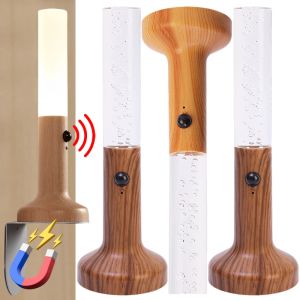 ไฟเชิงเทียนติดผนังสร้างบรรยากาศแบบแม่เหล็กไฟกลางคืนเซ็นเซอร์ไม้ Polocat สำหรับห้องนอนขั้นบันไดโต๊ะไฟโคมไฟไม้ติดผนัง