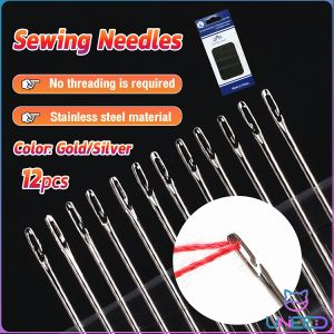 Need Sewing needle for the elderly Large hole Stainless steel Sewing needle Household DIY beads 12 PCS
