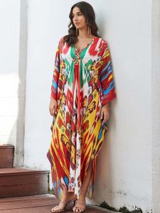 Bali Colorful Dress Beach Seaside Hainan Thailand Tourism Long Robe Large Sleeves Color Beach Dress