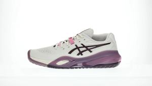 ASICS Women GEL-RESOLUTION X Tennis Shoes in Soft Oat/Dark Aubergine