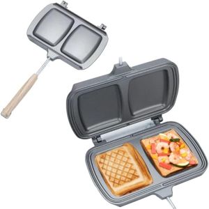 Double-Sided Griddle for Sandwiches Grilled Cheese Non-Stick Removable Double-Sided Frying Pan for Breakfast Sandwiches