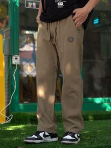 กระบอกกางเกงขายาวผู้ชายวินเทจเกาหลีอ้วน ผ้าฝ้าย M-5XL