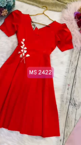 MyDu Shop | Đầm Dự Tiệc MS 2422 – Cổ Tim Duyên Dáng Thêu Cành Hoa Bên Eo Dáng Xòe Nữ Tính