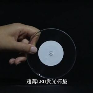 【Buy 1 Free 1】Acrylic Crystal Ultra-thin LED Luminous Coasters Cocktail Coasters Bar Bartending Luminous Colorful Coasters