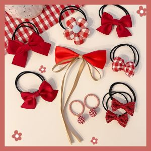 New Year Headband Hair Accessories Childrens Bow Hair Band Does Not Hurt Hair Girl Hair Band Elastic Hair Rope Headdress