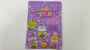Bubble Tea Activity Fun Pack With 4 Colour Pencils & Over 50 Stickers