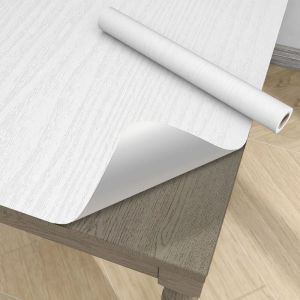45cm White Wood Grain PVC Wall Sticker Waterproof Kitchen Wardrobe Furniture Decoration Wallpaper Table Cabinet Self-Adhesive