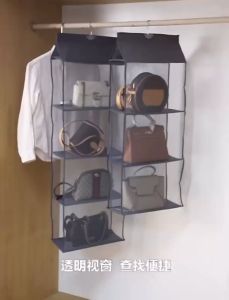 Closet Hanging Bag Storage Holder Dustproof Detachable Wardrobe Hanging Bag Handbag Tote Organizer Hanging Rack Organizer