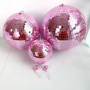 One Pack of 10-20cm Pink Reflective Mirror Balls Laser Balls Disco Balls for Valentines Day Chinese Valentines Day Various Festival Decorations Party Decorations Birthday and Wedding Decorations