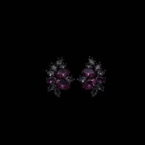 Huitan Sweet Pink Cubic Zirconia Stud Earrings for Women Silver Color Fashionable Ear Piercing Accessories Wedding Party Jewelry