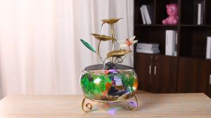 LED Light fish tankDesktop Terrarium For Small Betta Fish Table Decoration Ocean Micro-Landscape Box betta tank aquarium Christmas present