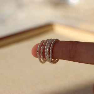 Rare Small 2mm Natural water Pearl Ring Stackable 14k Gold Plated Non-Fading No Peeling Fashion Jewelry Accessory