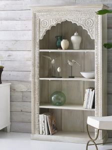 French American Style Solid Wood Retro Distressed Curio Cabinet Solid Wood Carved Vintage Retro Curio Cabinet Study Bookcase Customizable