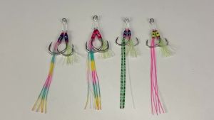 TEASER 5PCS HK036 High Carbon Sea Boat Double Fishing Hook 1/0 2/0 3/0 4/0 5/0 Saltwater Metal Slow Jigging Assist Hook