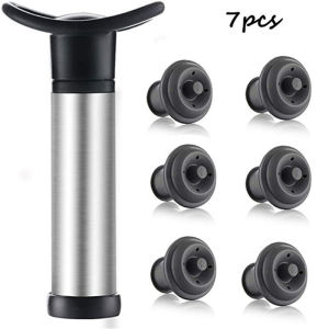 Wine Preserver Vacuum Air Pump  Wine Bottle Stoppers Durable Stainless Steel Construction Airtight Leak-Proof Seal Easy
